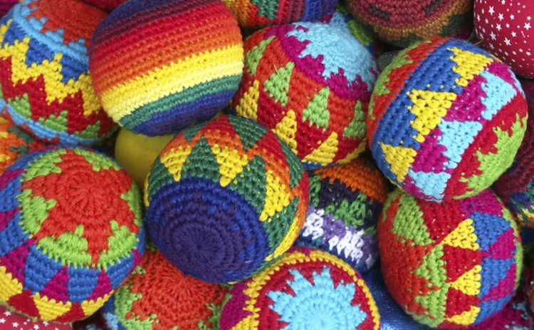 South American knitted woollen balls