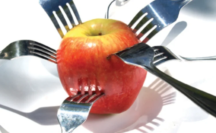 Multiple forks in an apple
