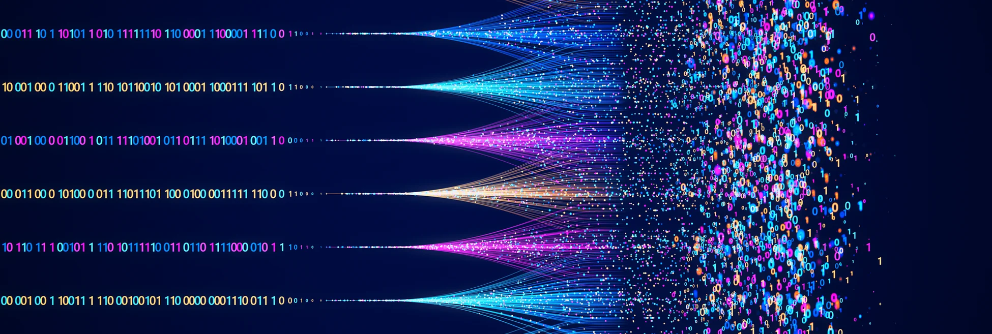 data analytics idea - lots of lines of coloured binary code