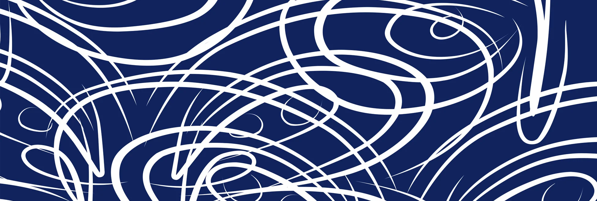 Swirling white lines on a blue background