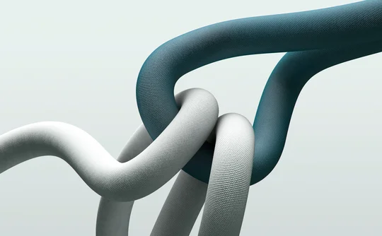 Abstract representation of interconnected data pipelines merging into a simplified structure, symbolizing AI-driven integration, system alignment, and the reduction of complex data relationships into a unified, streamlined flow