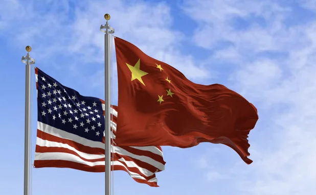 Chinese and US flags