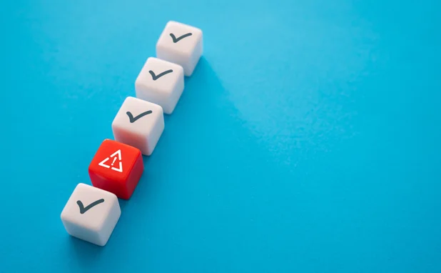 Blocks with a danger sign