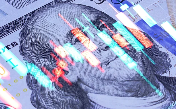 US dollar with chart imposed