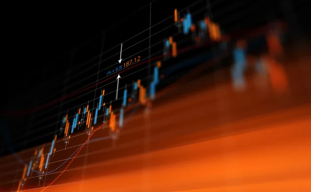 Financial Graph Over Black Background