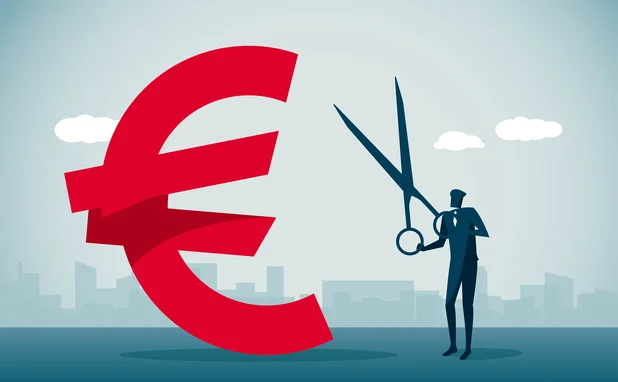 Figure cutting-euro shaped red-tape