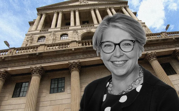 Bank of England in background with Sarah Breeden in the foreground