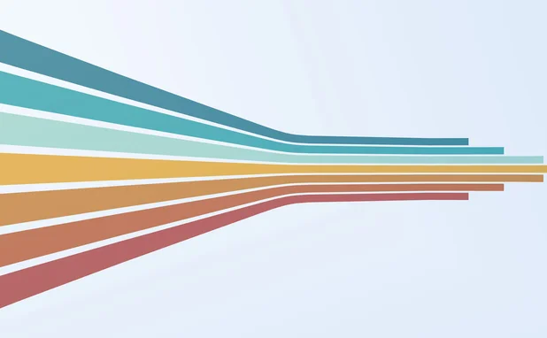 Multicoloured stripes converging
