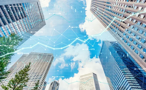 Cityscape Tokyo with investment theme background and stock market chart