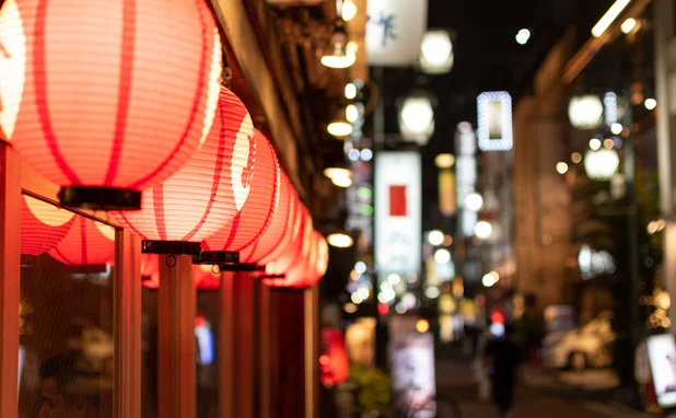 Tokyo restaurants area at night
