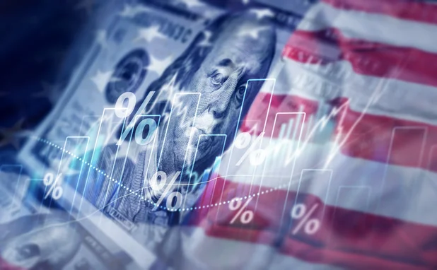 US flag and chart abstract
