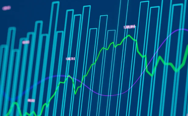 chart with blue background