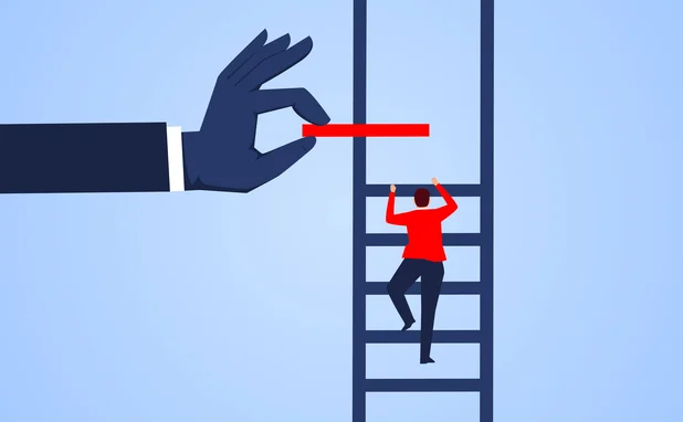 man on ladder is offered an extra rung above