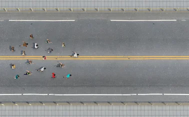 aerial view of a marathon
