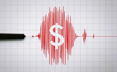 Seismograph Recording an Earthquake in American Dollar - stock photo