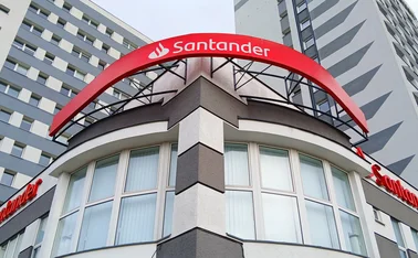 Santander logo above building