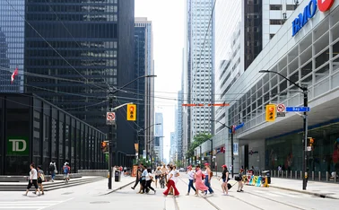 TD Bank and BMO buildings on Bay Street, Toronto, location of CanDeal headquarters