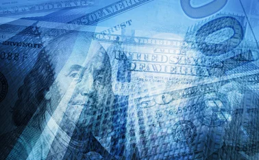 US dollars abstract image in blue