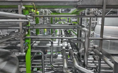 A network of steel pipes