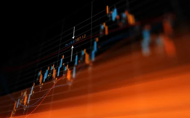 Financial Graph Over Black Background