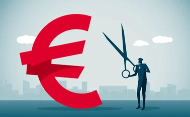 Figure cutting-euro shaped red-tape