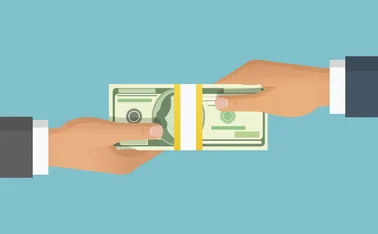 Illustration showing hands transferring money 