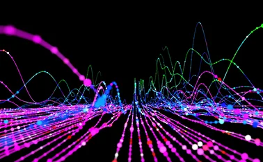 Computerised graph lines and dots in data in cyberspace