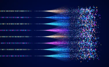 data analytics idea - lots of lines of coloured binary code