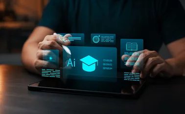 Person at a laptop in an AI learning environment