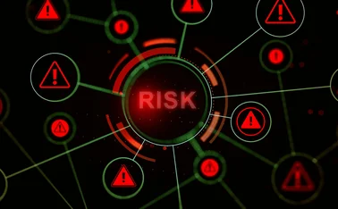The word ‘risk’ lies at the centre of a graphic showing lost of circles, within which are ‘caution’ signs.