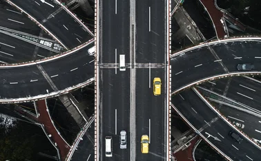 China roads aerial view