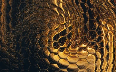 ore SEO-focused: “Abstract hexagonal network with glowing gold energy streams, futuristic technology grid, data connectivity, and digital infrastructure concept