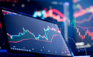 Derivatives trading charts on computer screen