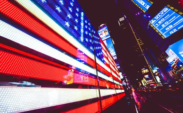 Neon stars and stripes in Times Square