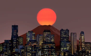 Tokyo and Mount Fuji sunset