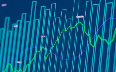 chart with blue background