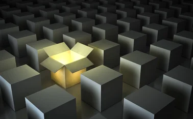 black boxes, but one is open and light is coming out