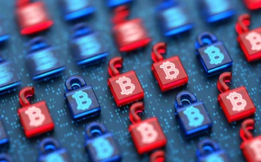 Hacked padlocks with bitcoin symbol on them