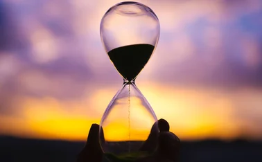 Hourglass at sunset