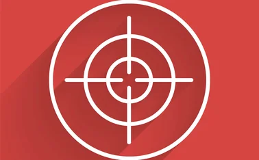 white crosshair on red background with shadow