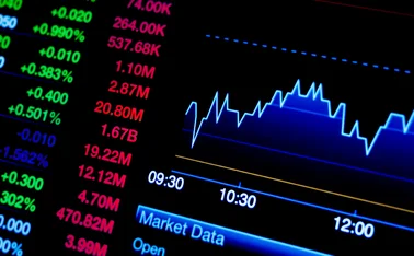 Trading-screen with stock price chart