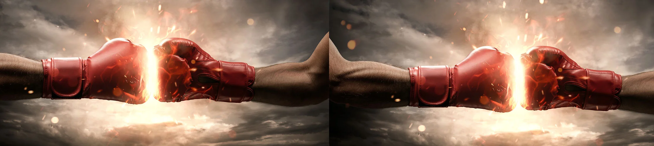 two boxing gloves hitting each other