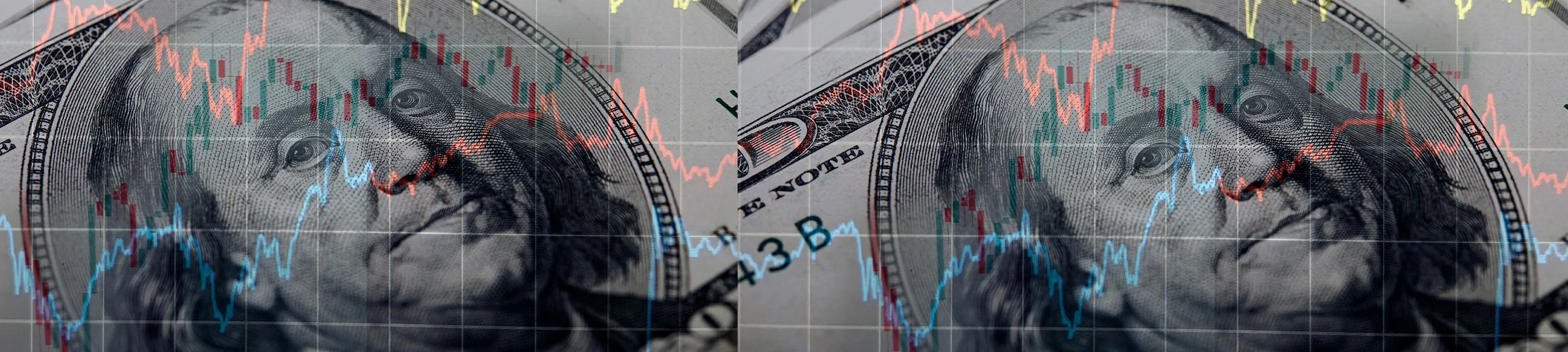dollar note with data lines superimposed over it