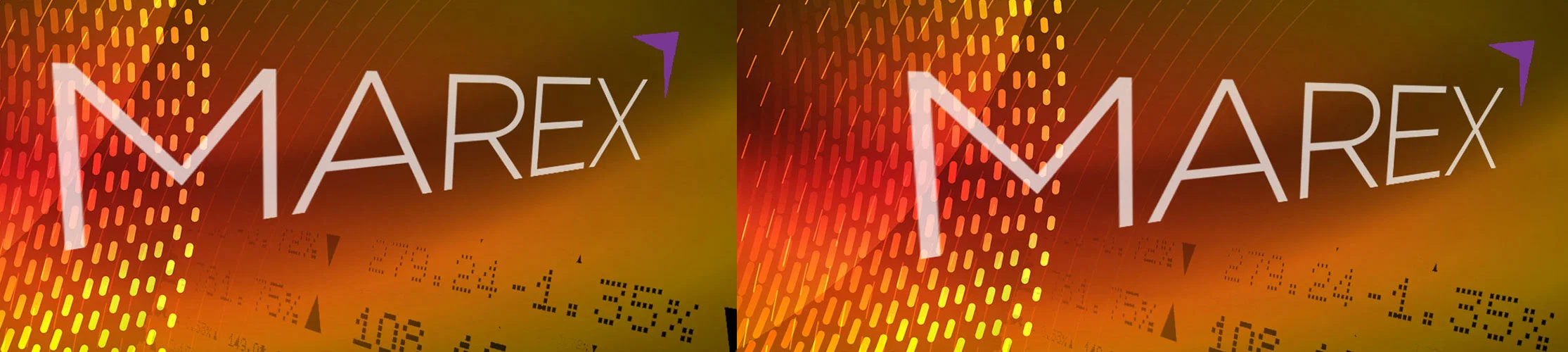 the Marex logo superimposed over some financial data