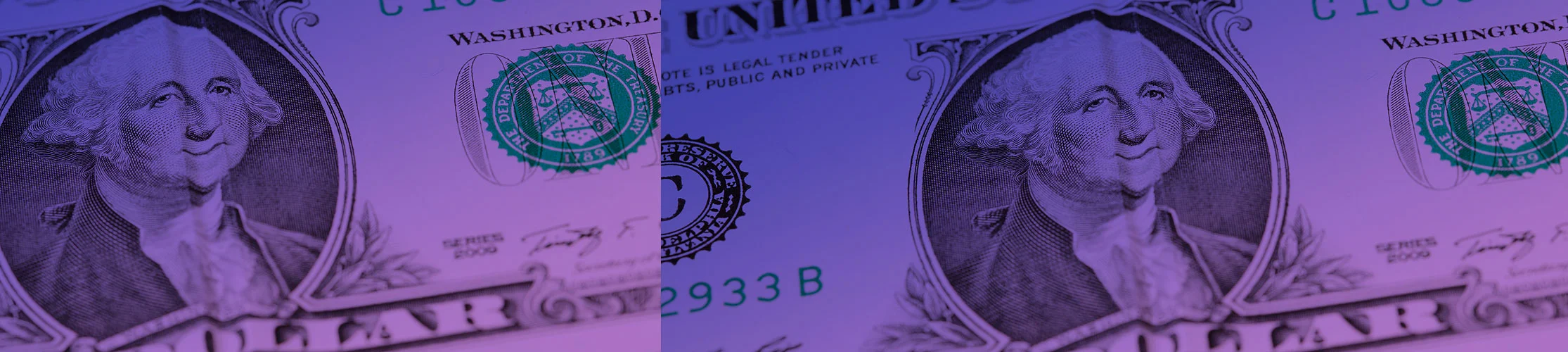 dollar bill with slight wrinkle making president’s smile a bit crooked
