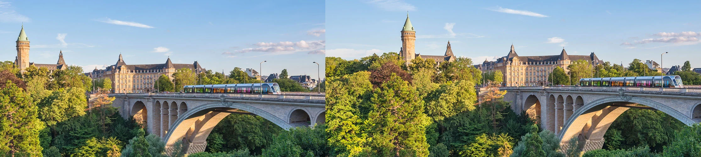 A train crosses a bridge near the grand duchy of Luxembourg
