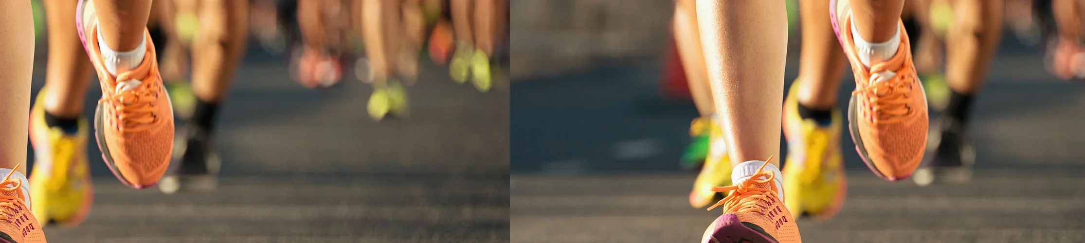 photo of a runner’s trainers as they run on a road