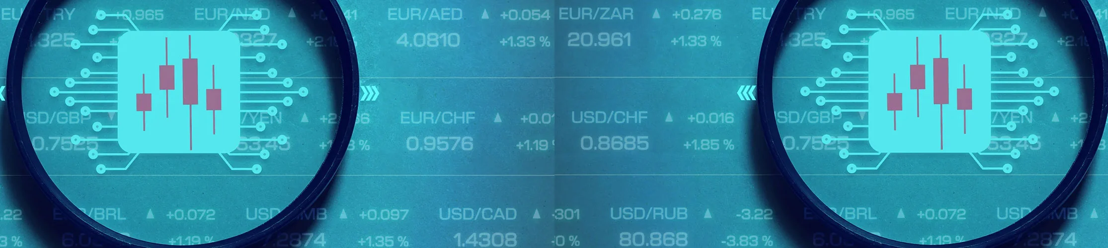 Magnifying glass over some trading data