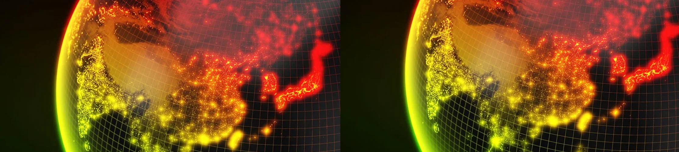 earth seen from space, in digital form, with glowing lights