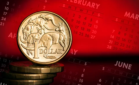 Australian dollar on monthly calendar